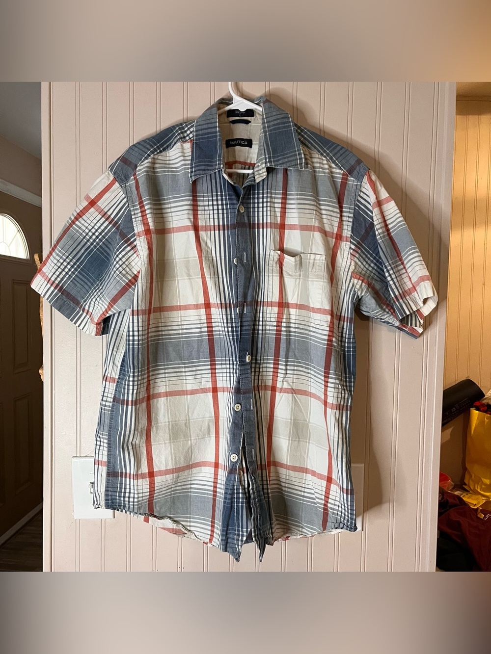 Nautica Multicolored Plaid Short Sleeve Button Down Shirt Men’s